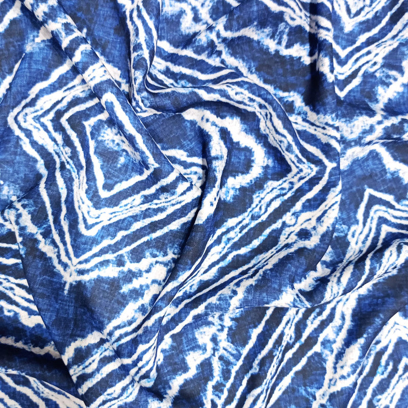 Black & White Marble Print On Royal Georgette RGPB27