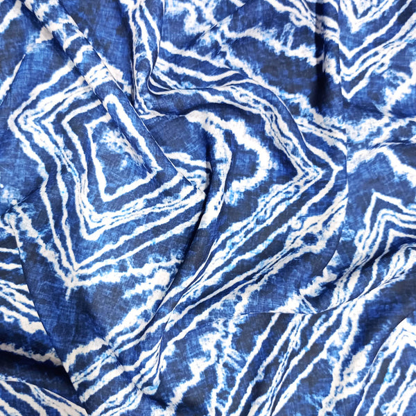 Black & White Marble Print On Royal Georgette RGPB27