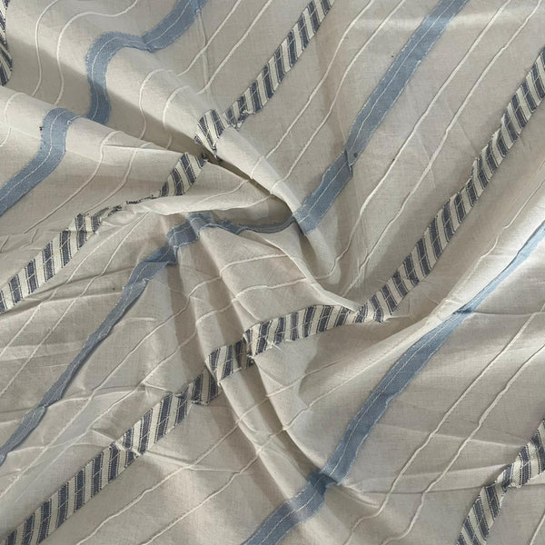 Cotton Embroidered Stripe Fabric OSCP485