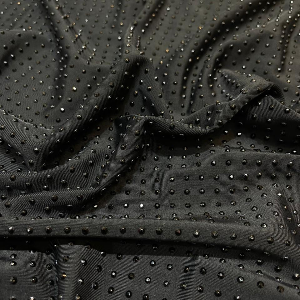 All Black Rhinestone Fabric