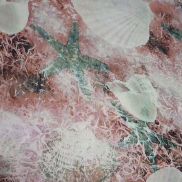 Rust Brown Base Starfish Print On French Rayon FRPS18