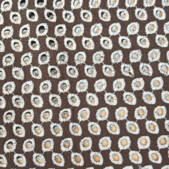 Purple Cotton Small Dot White Embroidered Fabric