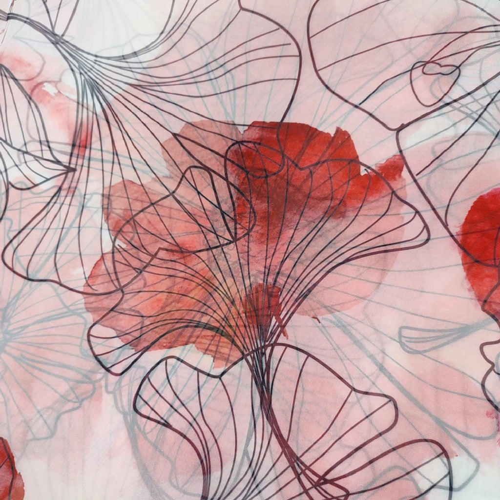 Bloosom Red Flowers Print On Organza-ORPA63