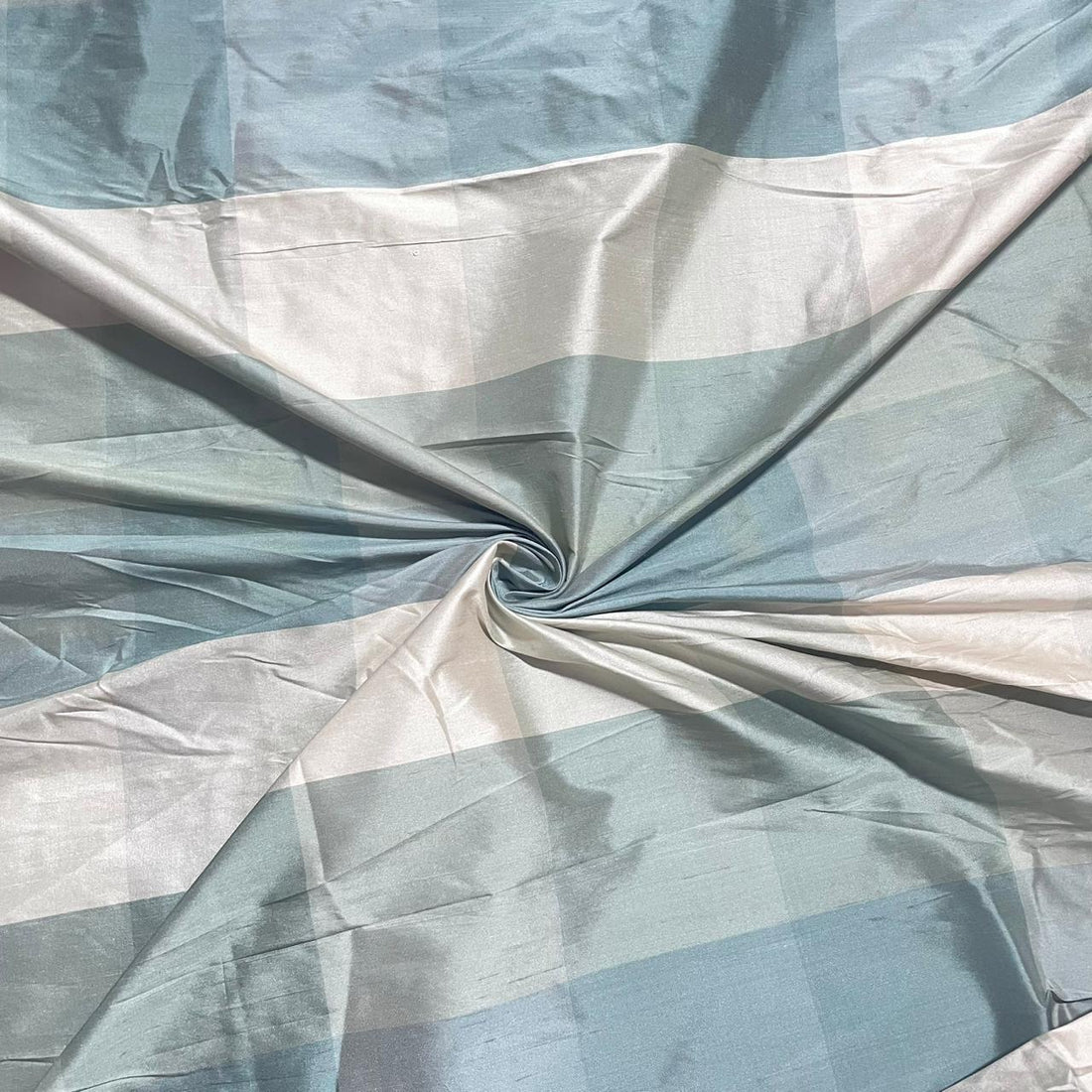 Dupion Silk -Green & Cream-Check