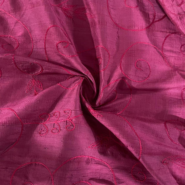 Embroidery on Raw Silk Dupion Woven Fabric- ERSD02
