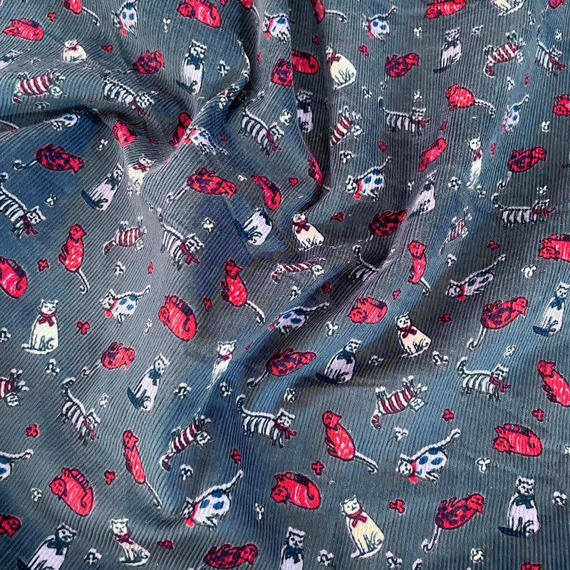 Cat Print Cotton Corduroy Fabric OSCP344