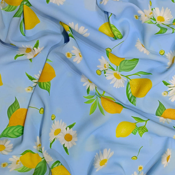 Lemon Print On Royal Georgette RGPL46