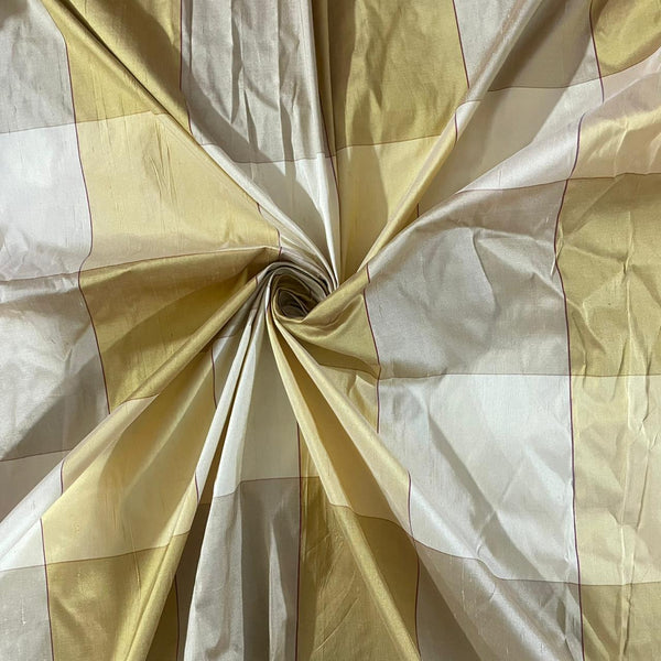 Dupion Silk -Yellow & Cream-Check