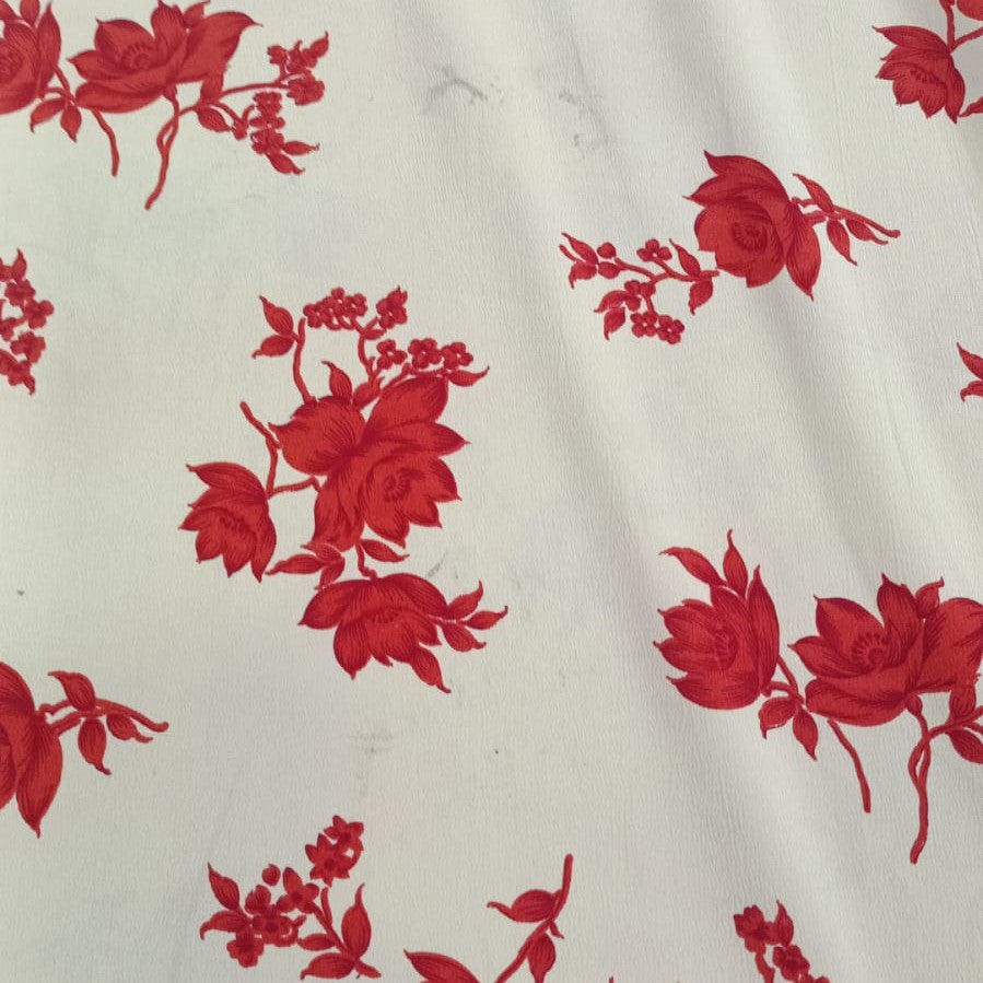 Red Roses Print On Poly Crepe PCSP03
