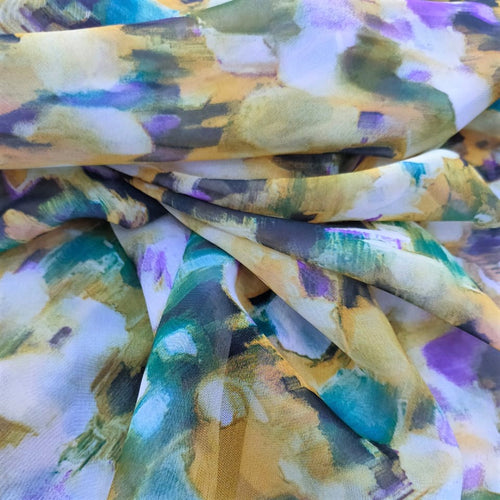 Brush Art Print On Flat Chiffon FCPS03