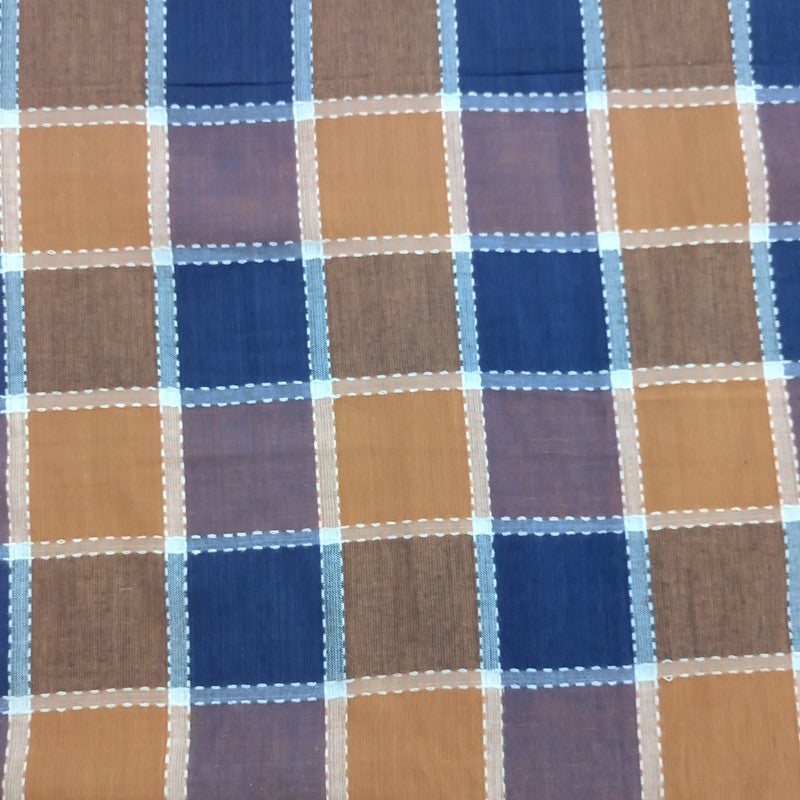 Cotton Blue & Brown Check Y/D Fabric CCYD02