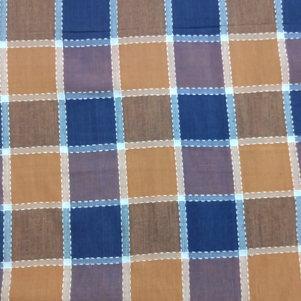 Cotton Blue & Brown Check Y/D Fabric CCYD02