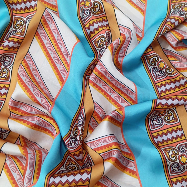 Geometrical Brown Box Print On Korean Satin KSPB08