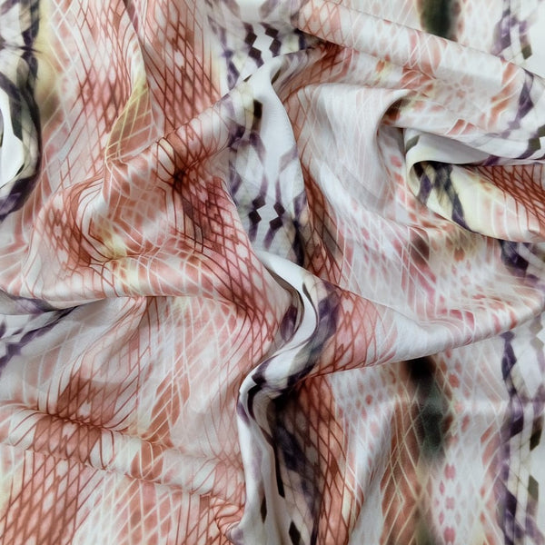 Red & White Colour Snake Skin Print On Twill Satin (PA03C#4) TSPS43
