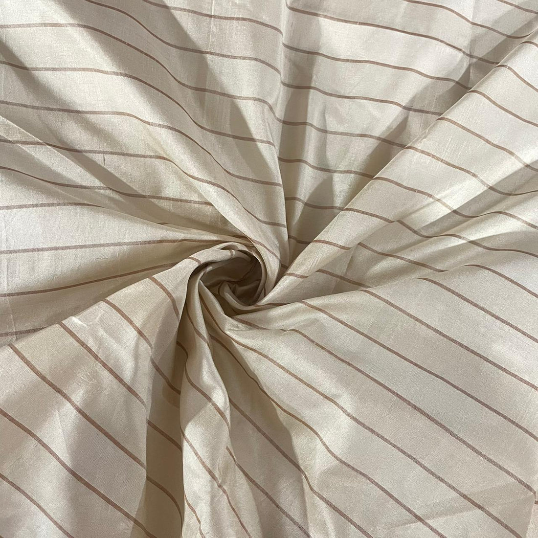 Silk Taffeta-Beige & Brown-Stripes