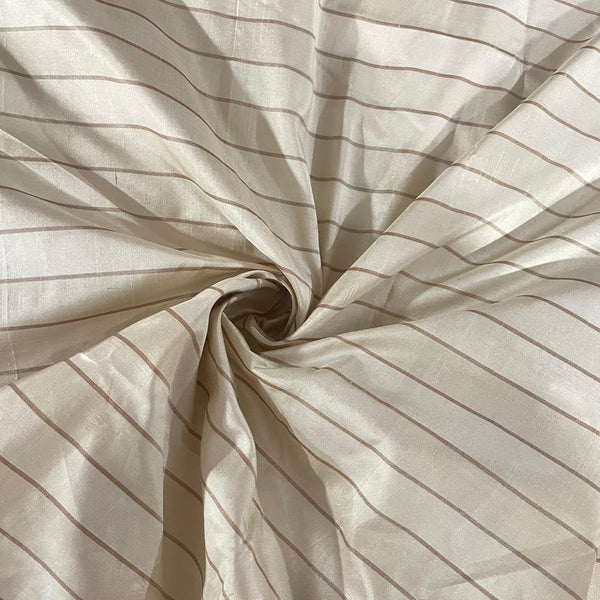 Silk Taffeta-Beige & Brown-Stripes