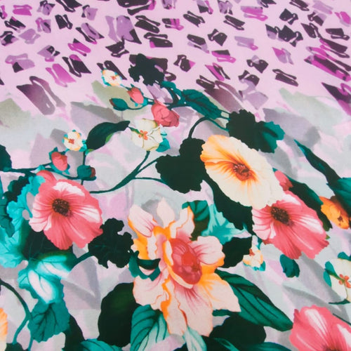 Abstract Floral Print On korean Satin KSPS06
