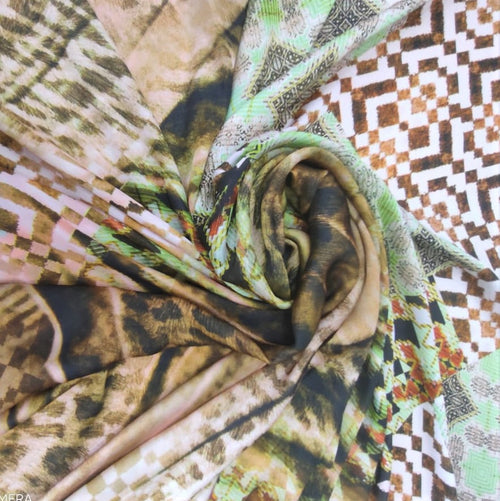 Abstract Red Marble Print On Korean Satin KSPS11