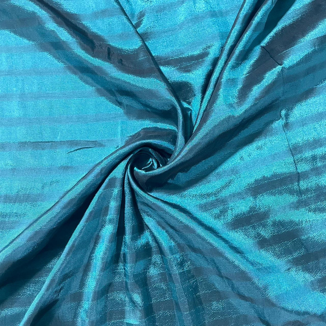 Teal Blue Stripes On Poly Taffeta