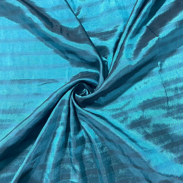 Teal Blue Stripes On Poly Taffeta