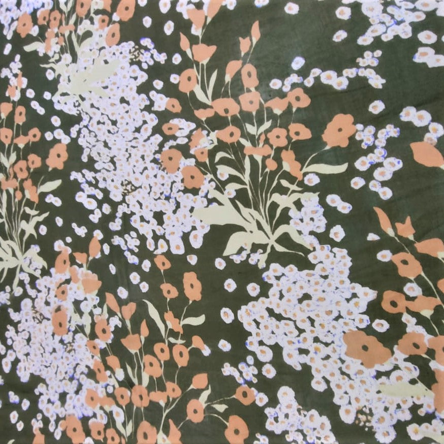 Blooming Flower Print On Silk Chiffon SCPS115