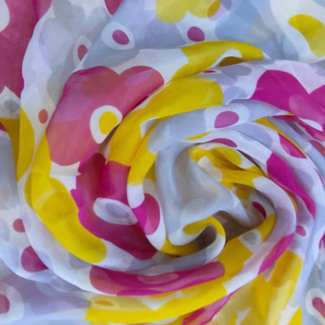 Nursery Flowers Print On Silk Chiffon-SCPS10