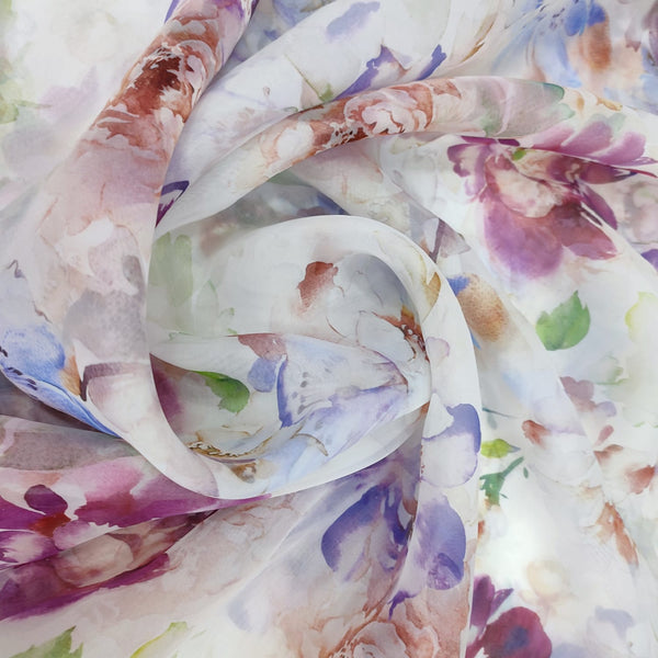 Ocean Flower Garden Print On Organza-ORPA37
