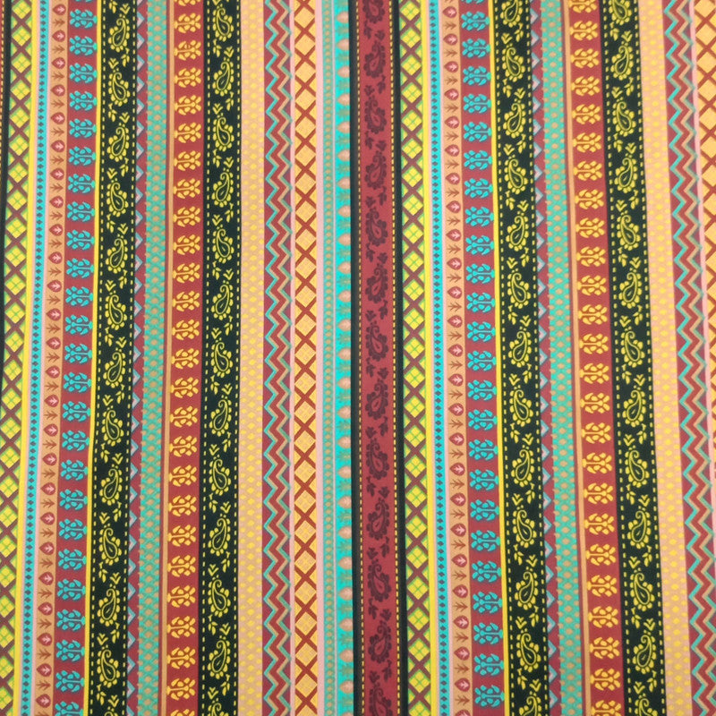 Bohemian & paisley Print On Korean Satin-KSPS27