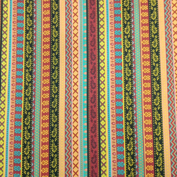 Bohemian & paisley Print On Korean Satin-KSPS27