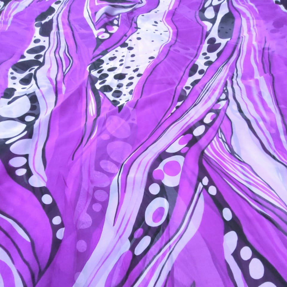 Purple Print On Silk Chiffon-SCPS190