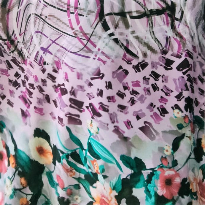 Abstract Floral Print On korean Satin KSPS06