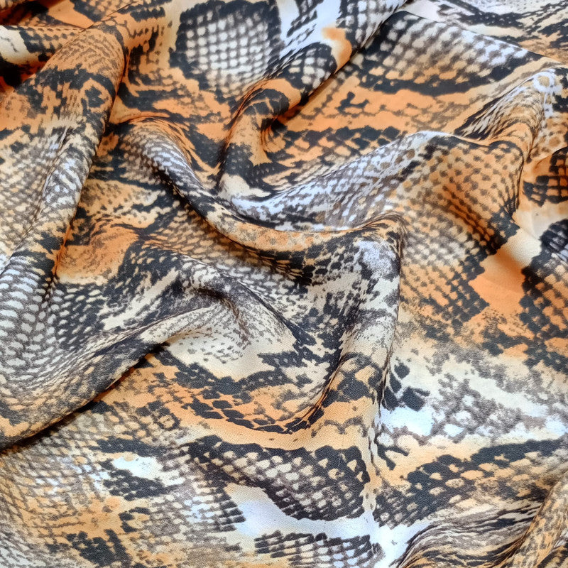 The Big Cat Snake Print On Royal Georgette RGPS17