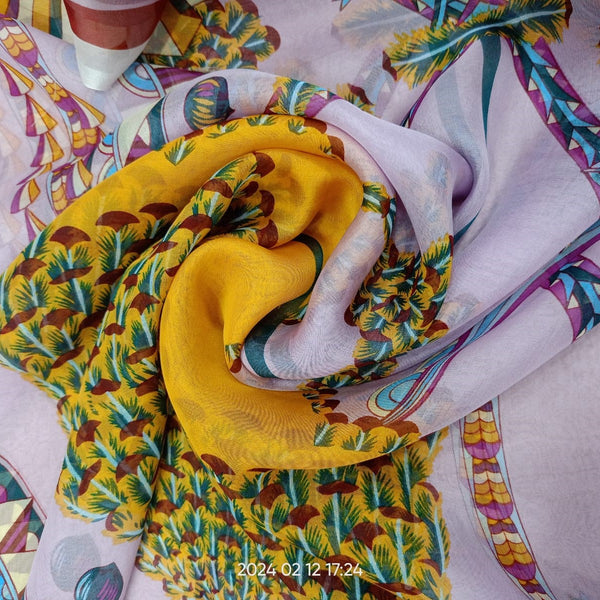 Umbrella Print On Silk Chiffon-SCPS284