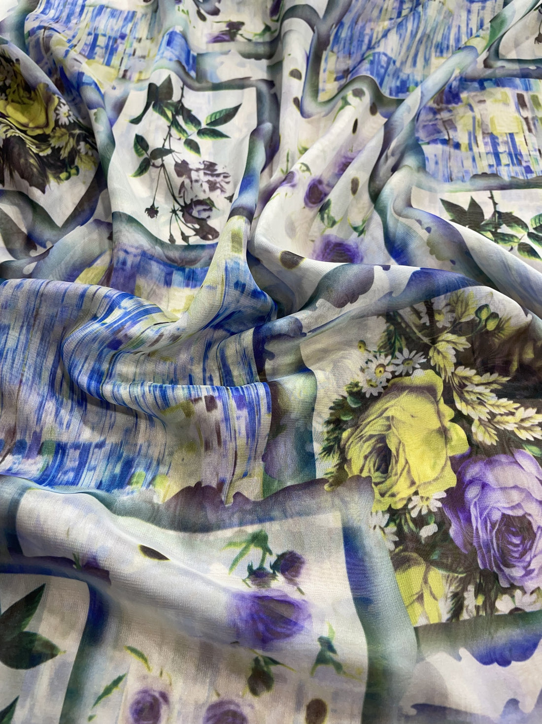 Window Floral Print On Flat Chiffon FCPS148