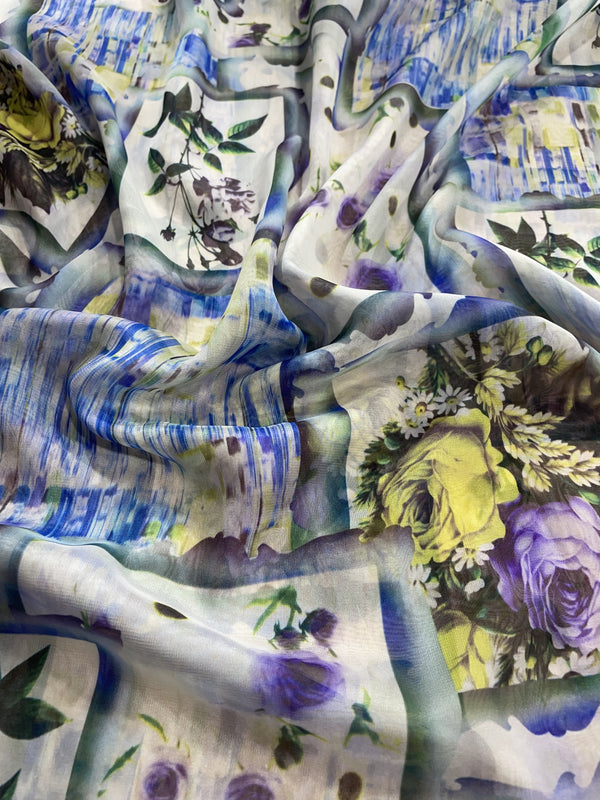 Window Floral Print On Flat Chiffon FCPS148