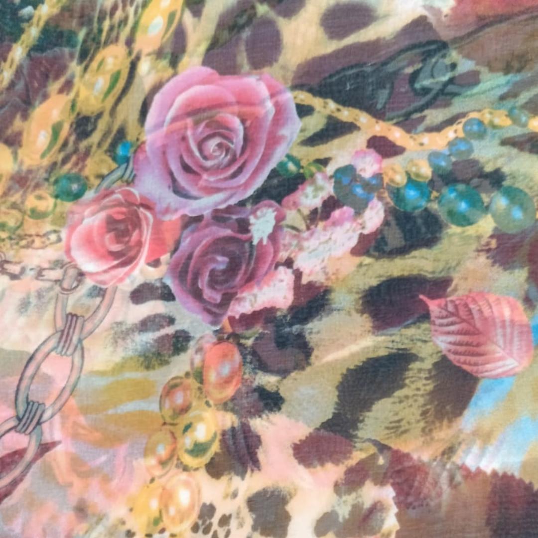 Leopard Flower Print On Silk Chiffon-SCPS166