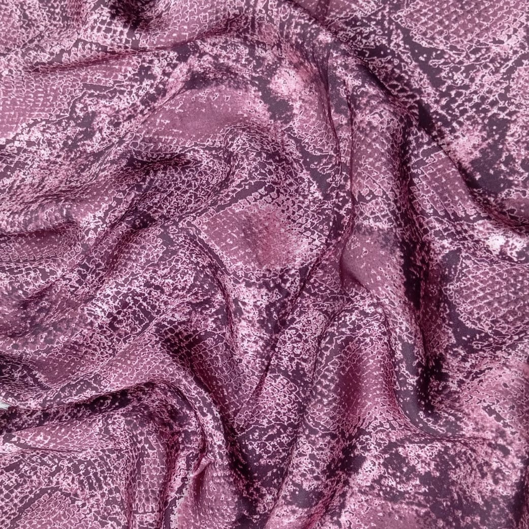 Maroon Snake Skin Print On Korean Satin KSPL49