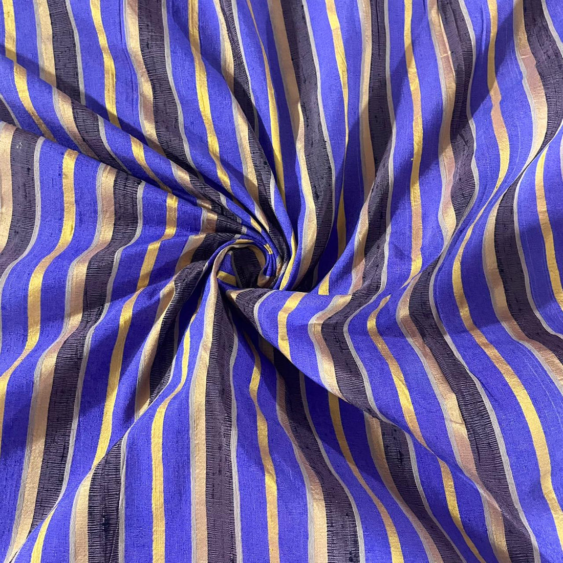 Raw Silk Dupion-Voilet & Black & Red-Stripes