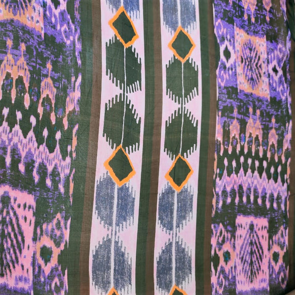 Purple Bohemian Print On Silk Chiffon-SCPS255