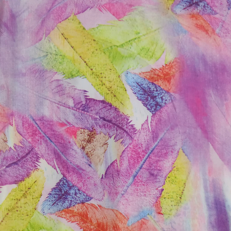 Leaf Tie Dye Print On Korean Satin-KSPS67