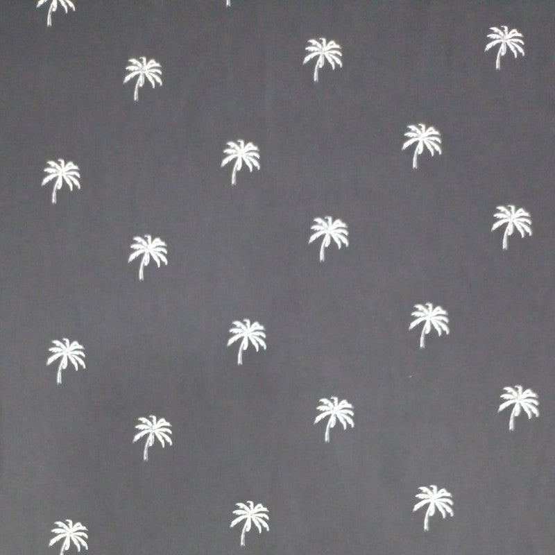 Palm Tree Print On Korean Satin-KSPS83