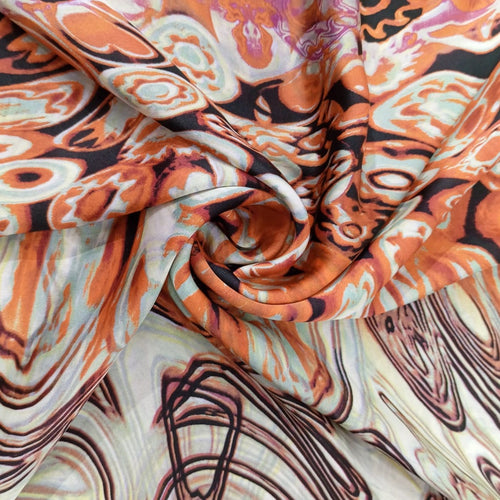 Coffee Print On Habutai Satin HSPS25