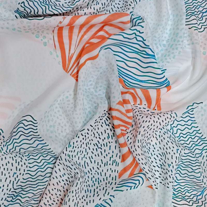 Dots Artwork Print On Royal Georgette RGPL44