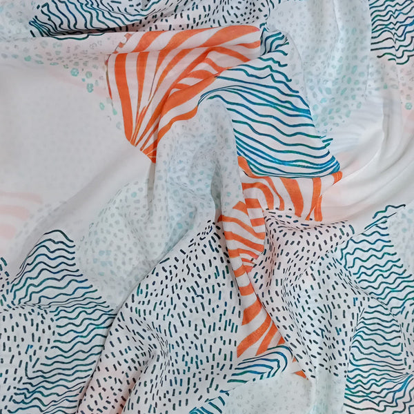 Dots Artwork Print On Royal Georgette RGPL44