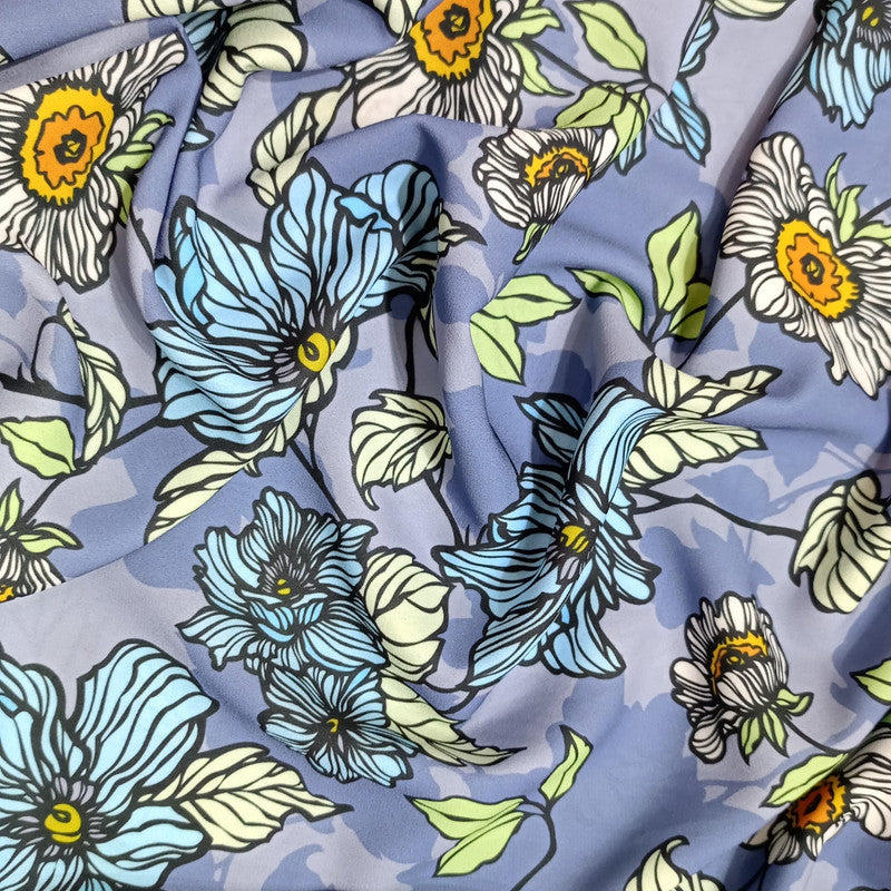 Floral Print On Royal Georgette RGPB57