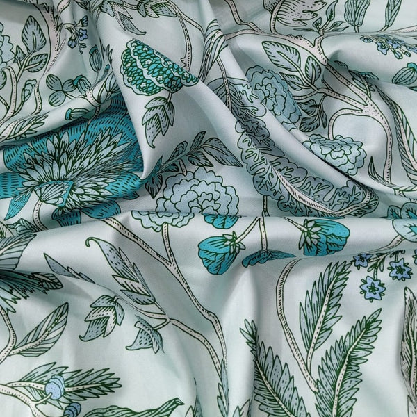 Sky Base Floral Print On Twill Satin (D#85C#2) TSPS34