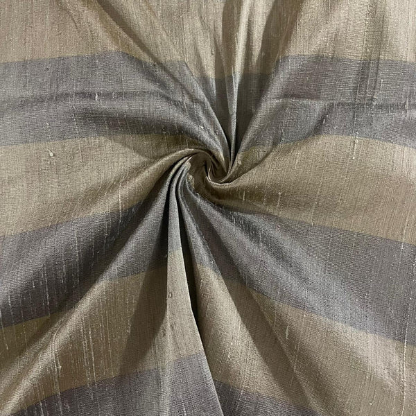 Raw Silk Dupion Olive Stripes