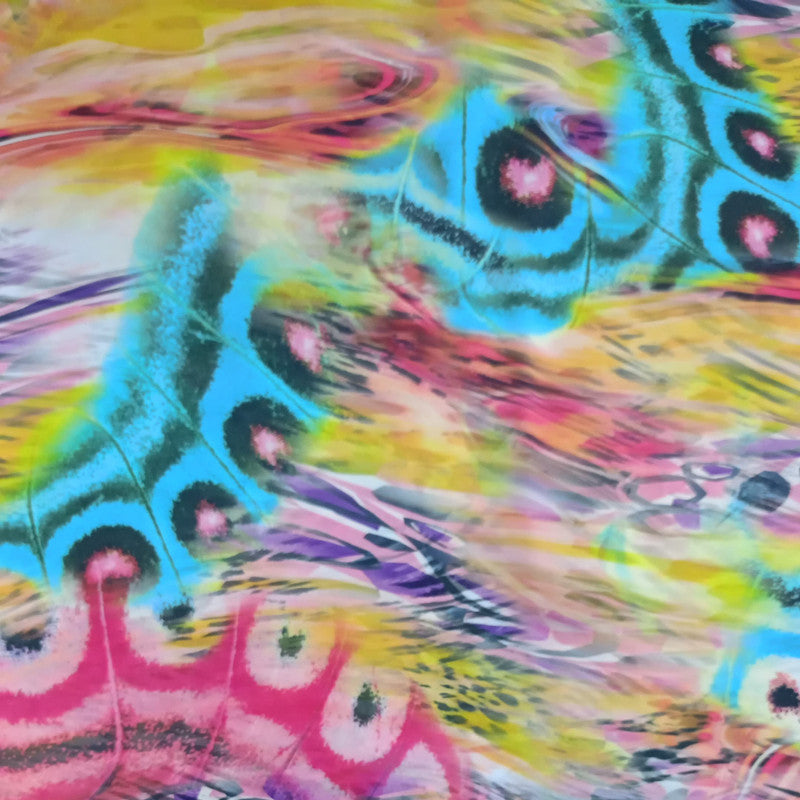 Peacock Far Print On Korean Satin KSPS86