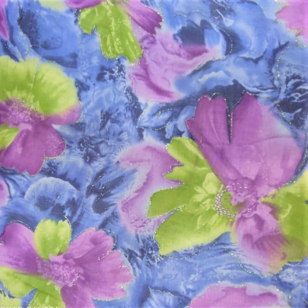 Sparkle Floral Print On Silk Chiffon-SCPS202