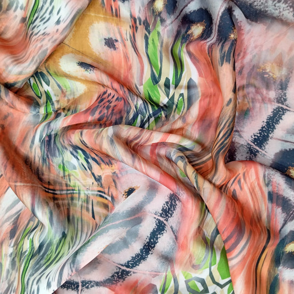 Abstract Far Print On Korean Satin-KSPS05